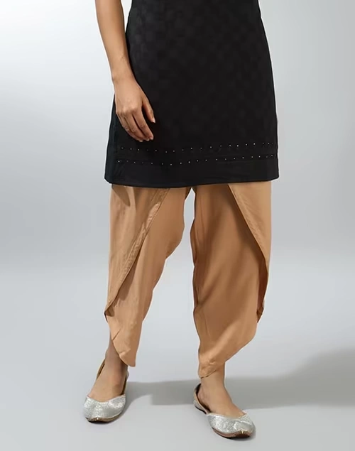 Beige Viscose Full Length Dhoti
