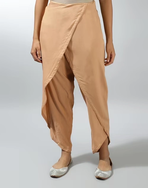 Beige Viscose Full Length Dhoti