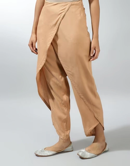 Beige Viscose Full Length Dhoti