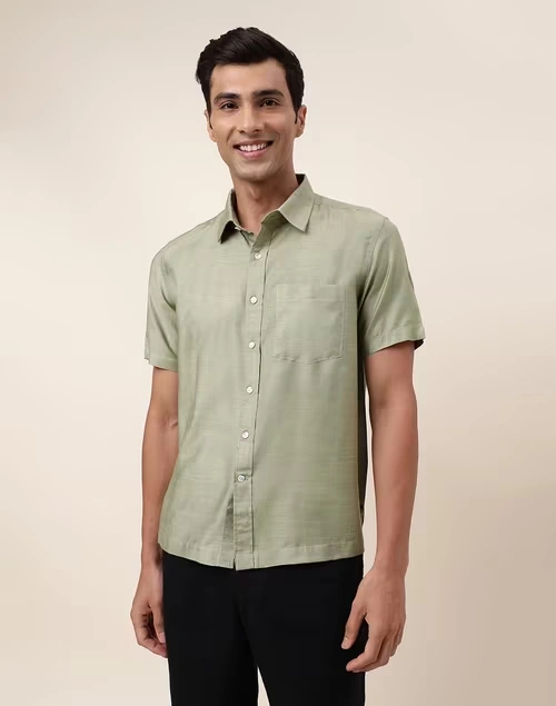 Green Viscose Silk Bush Shirt