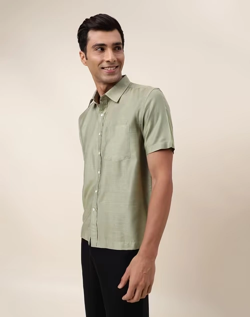 Green Viscose Silk Bush Shirt