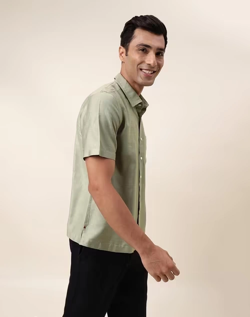 Green Viscose Silk Bush Shirt