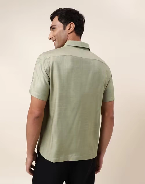 Green Viscose Silk Bush Shirt