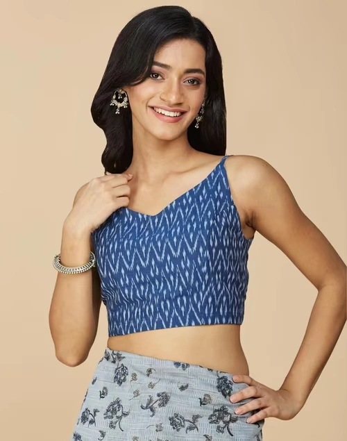 Blue Cotton Ikat Blouse