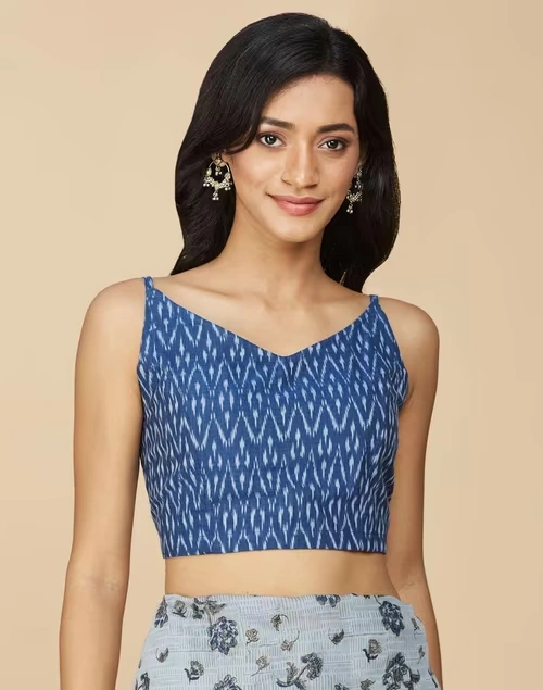 Blue Cotton Ikat Blouse 3 Blue Cotton Ikat Blouse