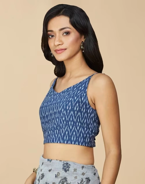 Blue Cotton Ikat Blouse 4 Blue Cotton Ikat Blouse