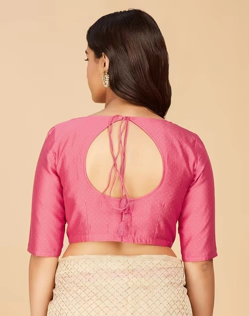 Pink Cotton Silk Printed Blouse Stitched