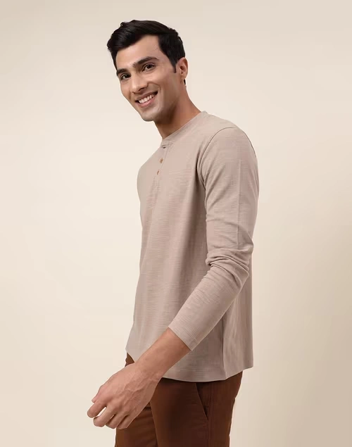 Beige Organic Cotton Knit Tee