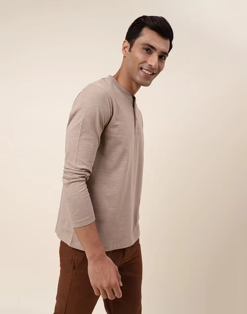 Beige Organic Cotton Knit Tee