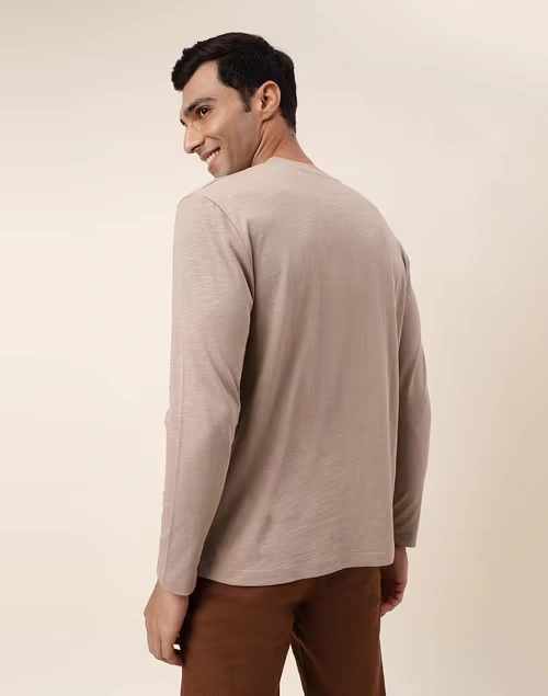 Beige Organic Cotton Knit Tee