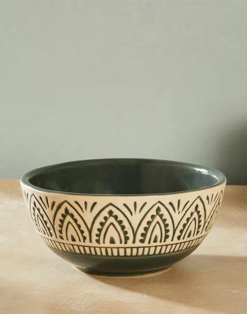 Green Leela Ceramic Serving Bowl Small