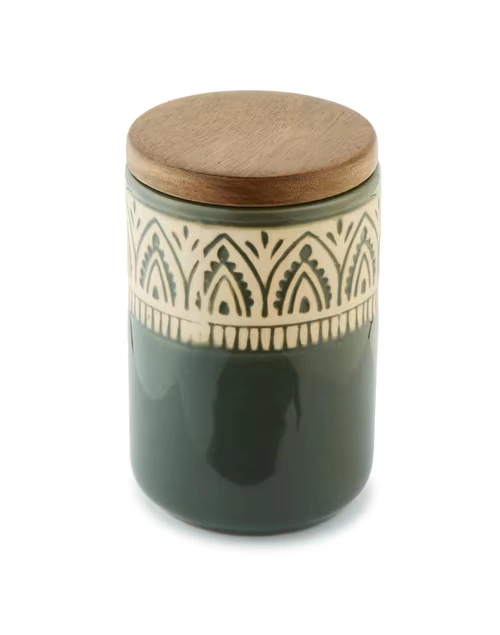 Green Leela Ceramic Jar Small 3 Green Leela Ceramic Jar Small
