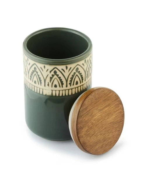 Green Leela Ceramic Jar Small 4 Green Leela Ceramic Jar Small