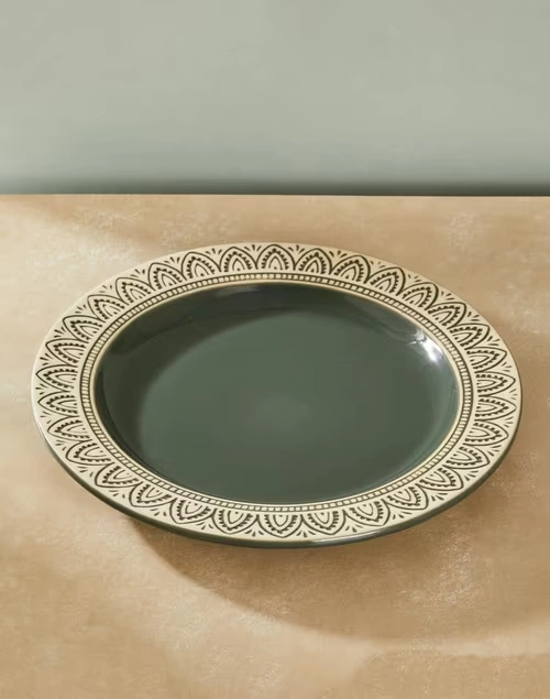 Green Leela Ceramic Dinner Plate