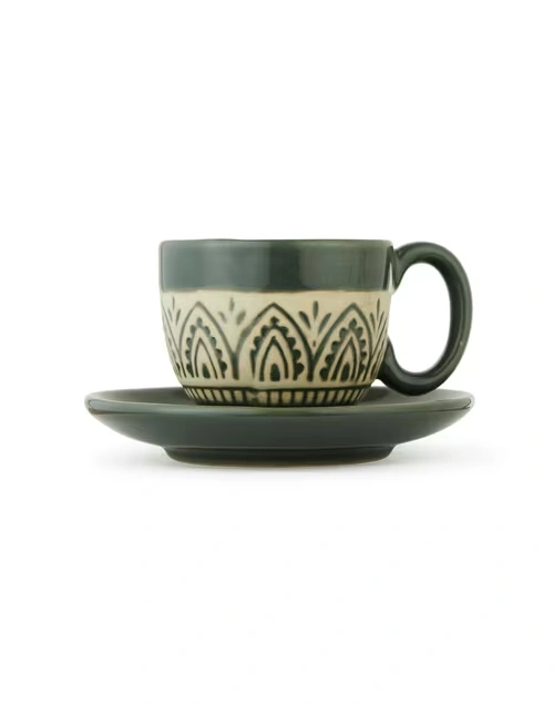 Green Leela Ceramic Cup & Saucer