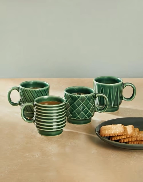 Green Aavegh Ceramic Cup Set Of 4