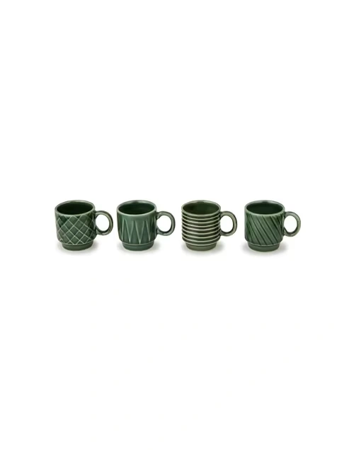 Green Aavegh Ceramic Cup Set Of 4 3 Green Aavegh Ceramic Cup Set Of 4