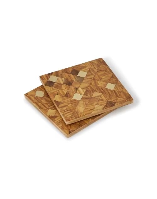Brown Aavegh Inlay Wood Trivet Set Of 2