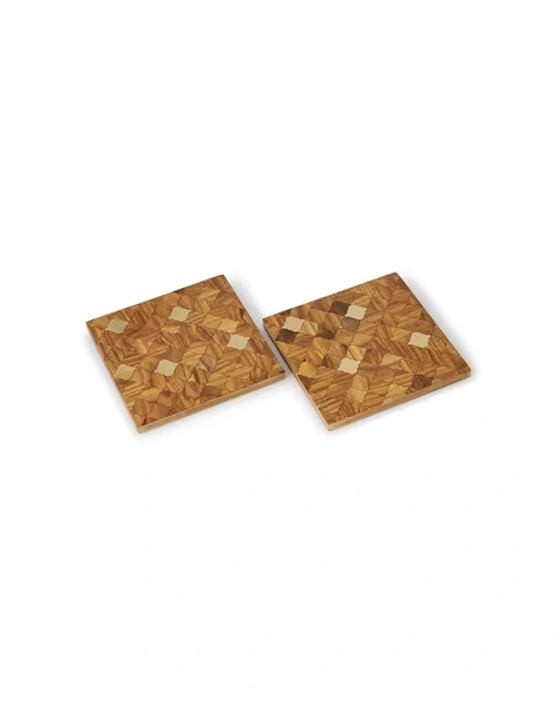 Brown Aavegh Inlay Wood Trivet Set Of 2