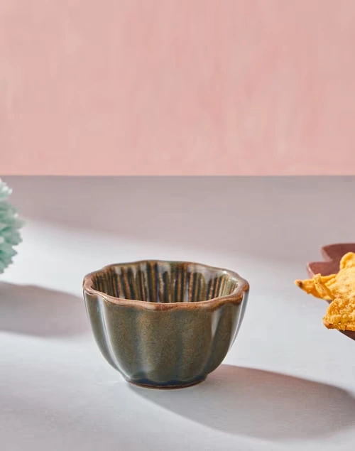Green Phulwari Ceramic Chutney Bowl