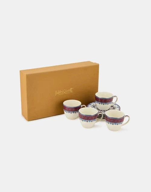 Multi Falak Ceramic Cup & Saucer Gift Set Of 4