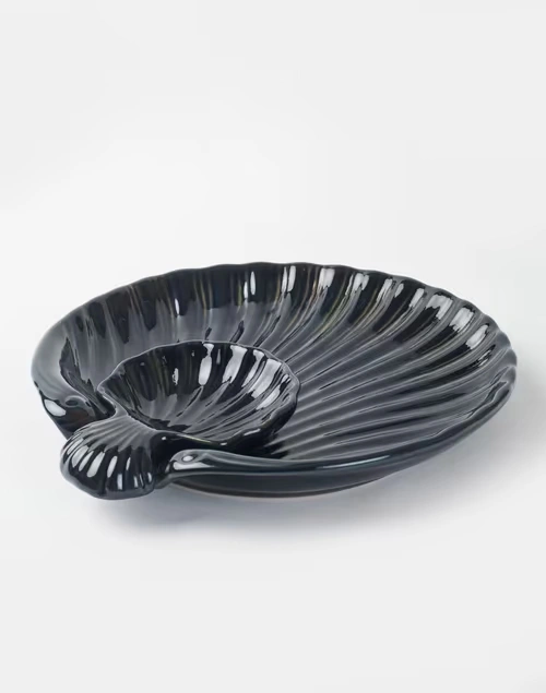 Blue Phulwari Ceramic Glazed Chip & Dip Platter