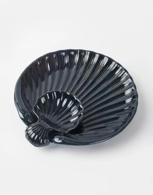 Blue Phulwari Ceramic Glazed Chip & Dip Platter 3 Blue Phulwari Ceramic Glazed Chip & Dip Platter