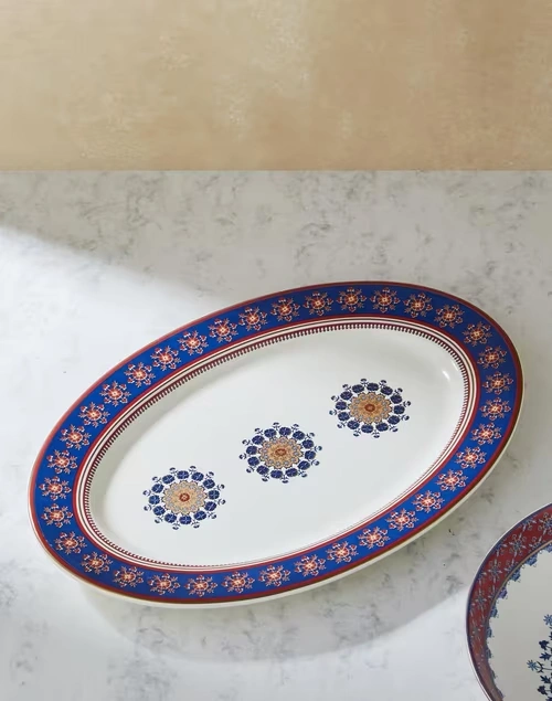 Multi Falak Ceramic Oval Platter Large