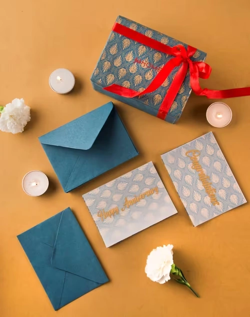 Blue Paper Printed Gift Card Set Of 12