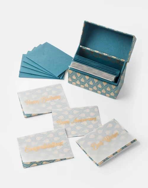 Blue Paper Printed Gift Card Set Of 12