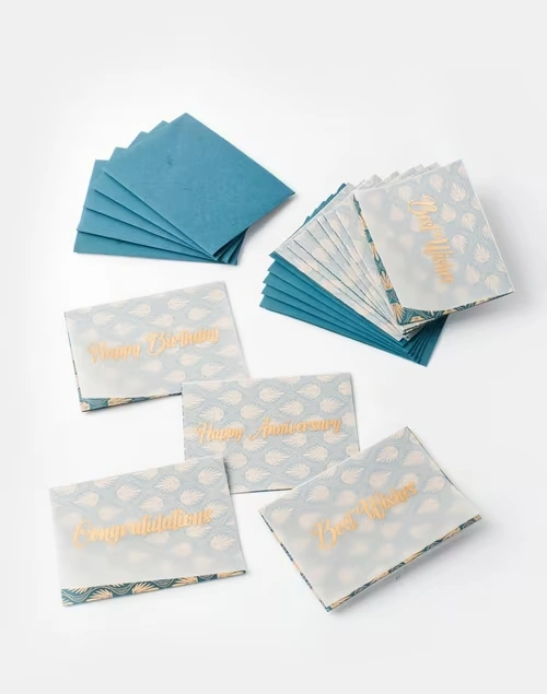 Blue Paper Printed Gift Card Set Of 12