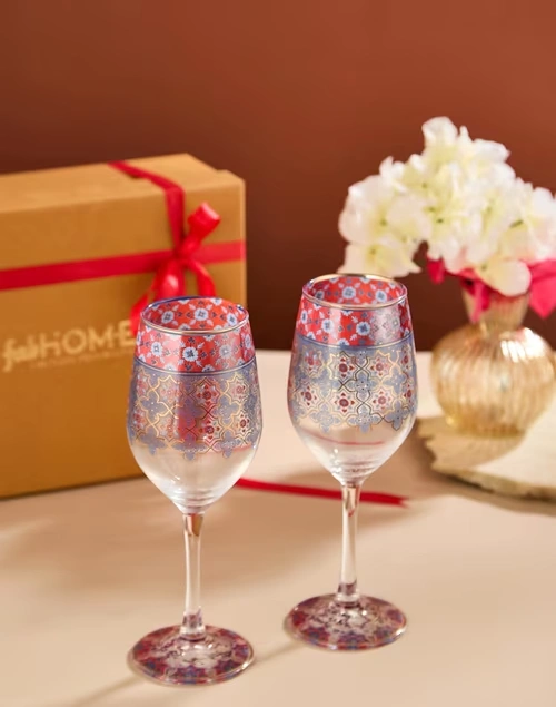 Multi Falak Glass Goblet Gift Set Of 2