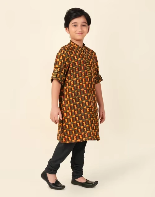 Maroon Cotton Printed Long Kurta