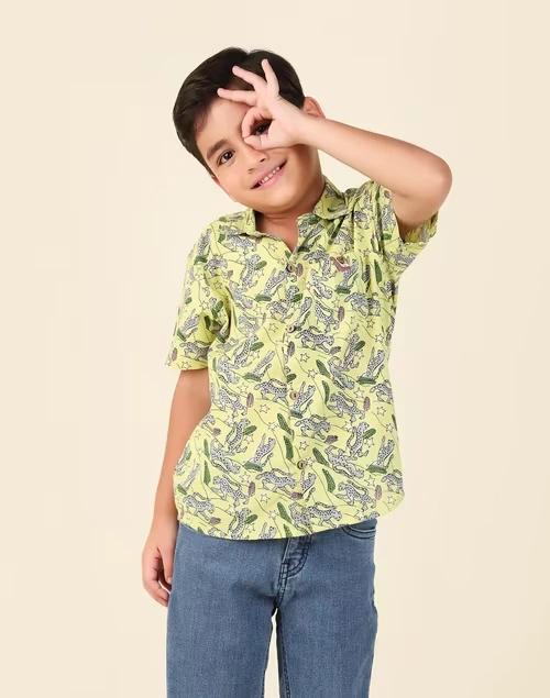 Purple Cotton Printed Shirt