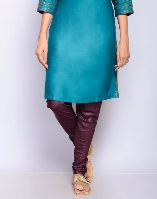 Brown Silk Muga Churidar