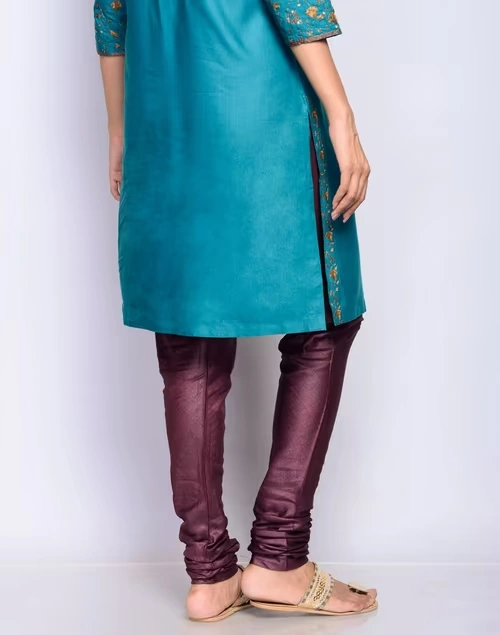 Brown Silk Muga Churidar