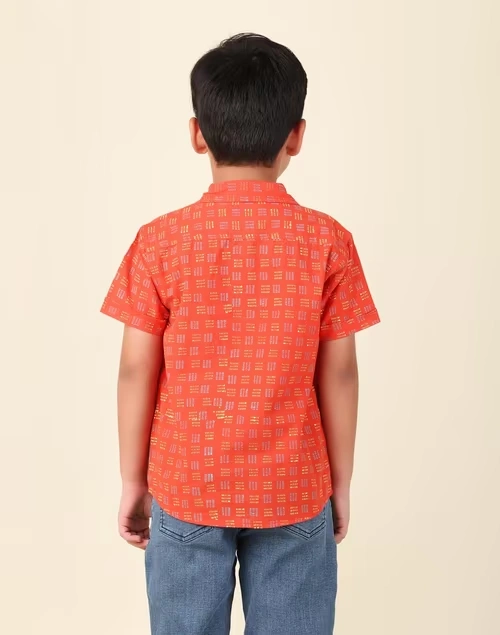 Red Cotton Printed Shirt