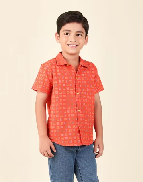 Red Cotton Printed Shirt