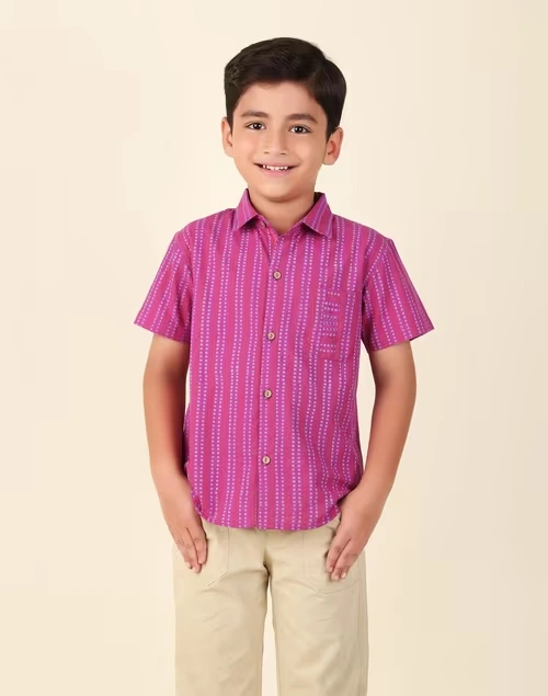 Purple Cotton Printed Shirt