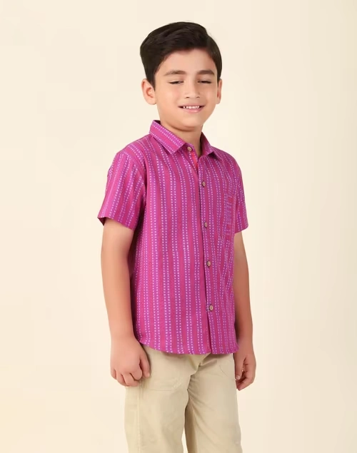 Purple Cotton Printed Shirt