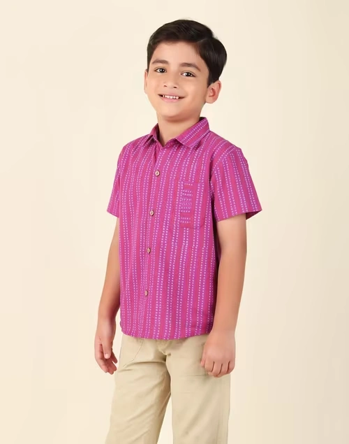 Purple Cotton Printed Shirt