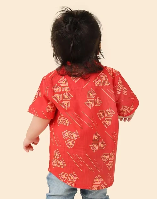 Red Cotton Printed Shirt
