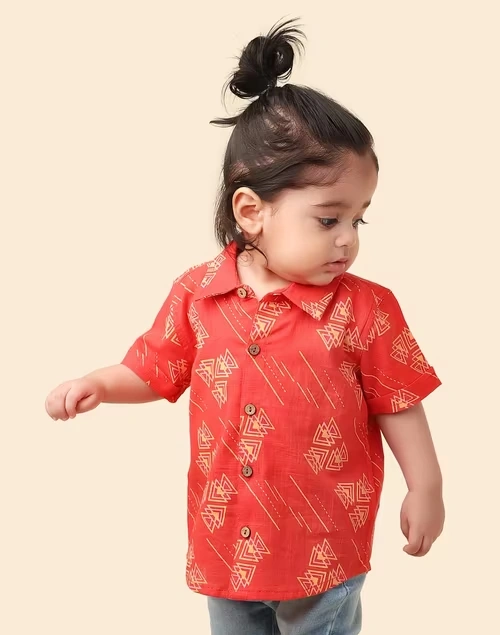 Red Cotton Printed Shirt 4 Red Cotton Printed Shirt