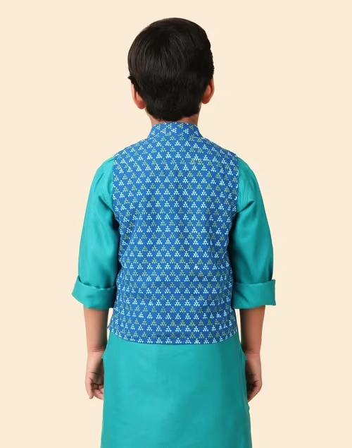 Blue Cotton Hand Block Printed Jacket