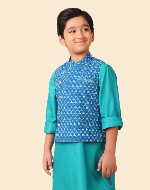 Blue Cotton Hand Block Printed Jacket 3 Blue Cotton Hand Block Printed Jacket