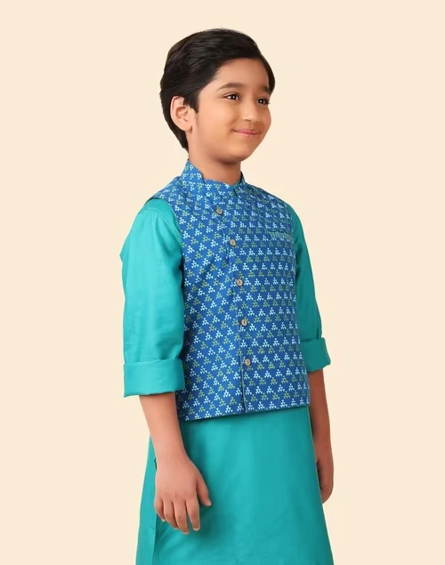 Blue Cotton Hand Block Printed Jacket 4 Blue Cotton Hand Block Printed Jacket