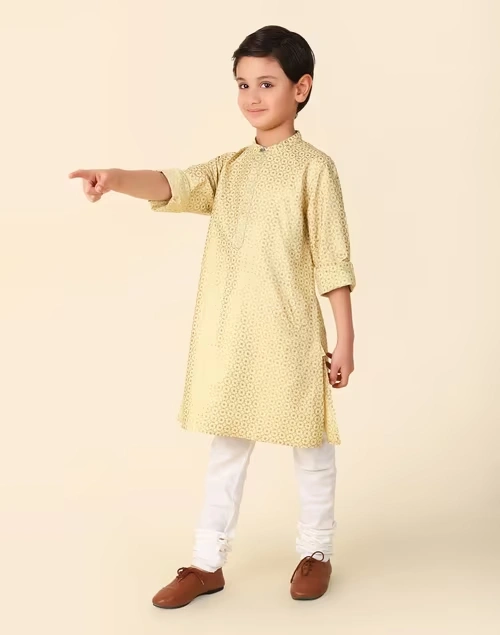 Beige Viscose Silk Hand Block Printed Long Kurta 4 Beige Viscose Silk Hand Block Printed Long Kurta