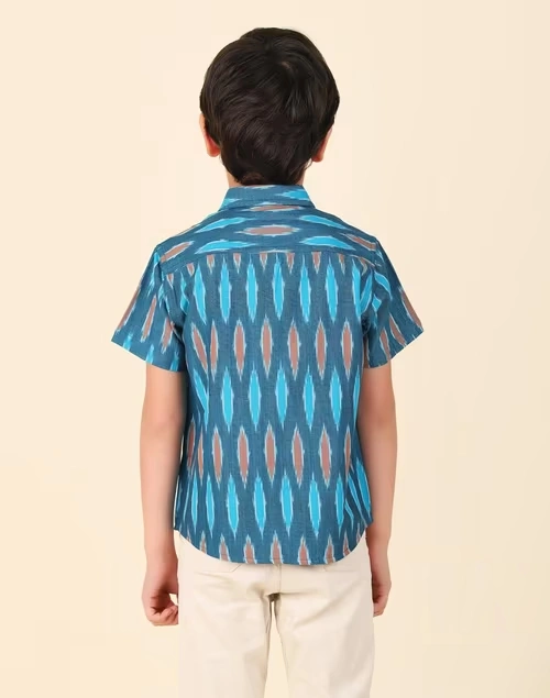 Blue Cotton Ikat Shirt