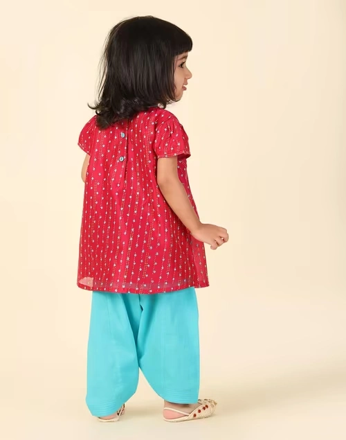 Pink Cotton Silk Printed 2Pc Salwar Set