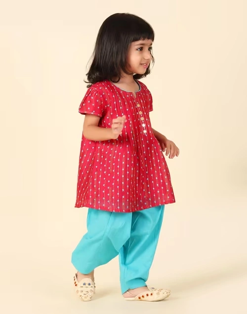 Pink Cotton Silk Printed 2Pc Salwar Set 3 Pink Cotton Silk Printed 2Pc Salwar Set